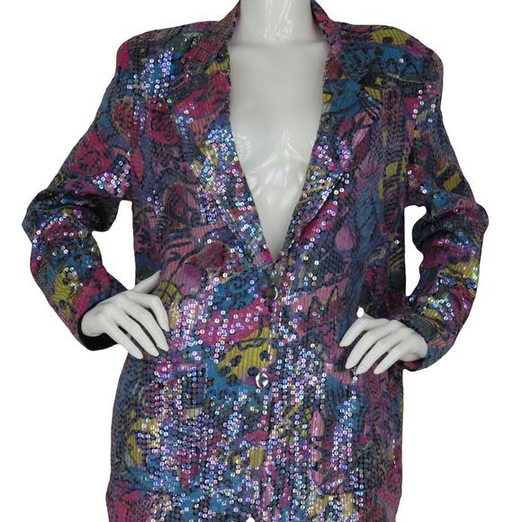 Sandy Starkman Sequins Glam Party Jacket Blazer Medium M - Picture 1 of 7